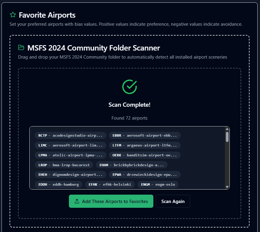 MSFS Community Folder Scanner in action